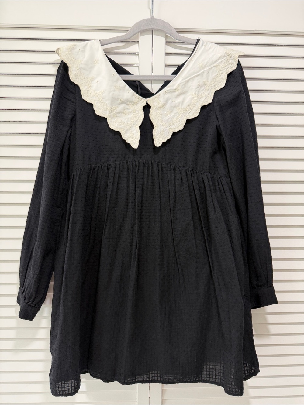 Zara cotton short dress Peter Pan collar
